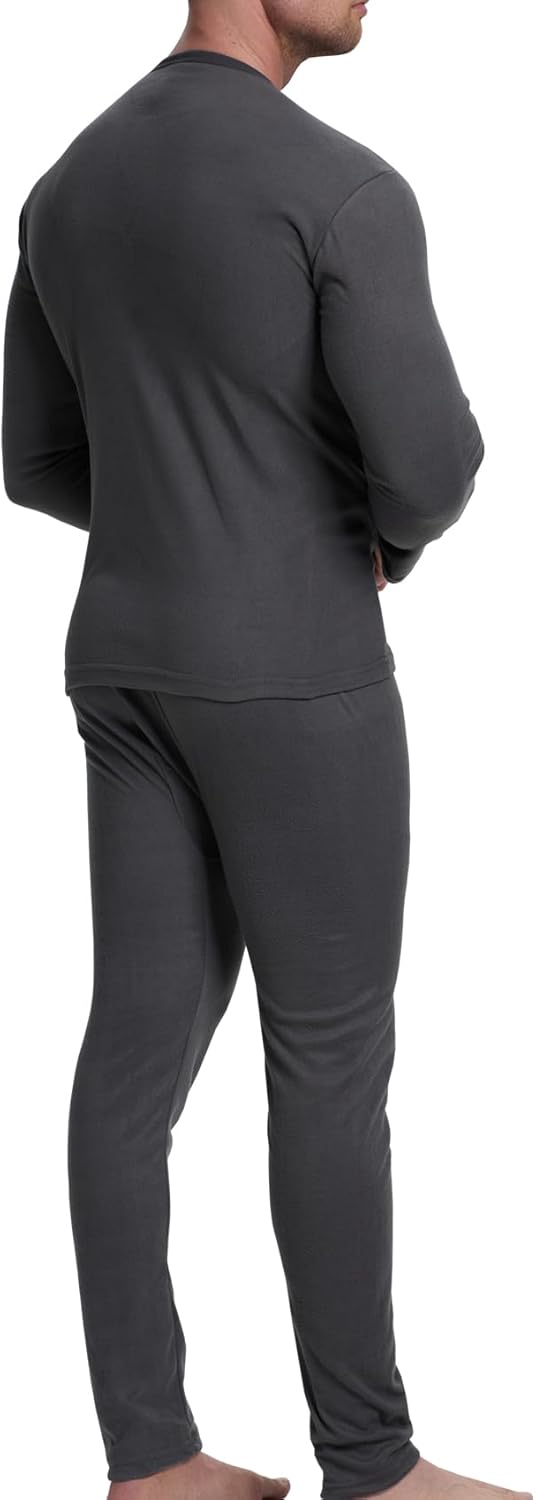 Thermal Underwear for Men Fleece-Lined Long Johns Top and Bottom Set Heated Pants Winter Base Layer Cold Weather