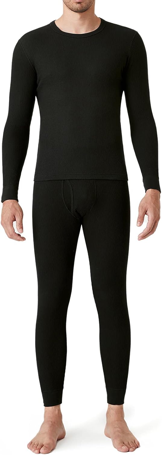 Men's Cotton Waffle Thermal Underwear Set Midweight & Heavyweight Long Johns Base Layer Cold Weather M60/M137