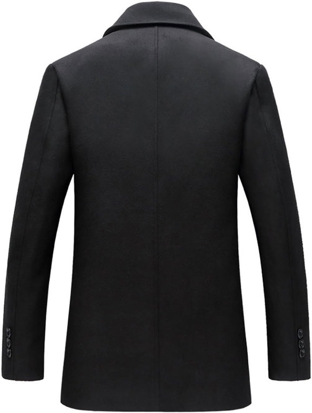 Men's Classic Notched Collar Double Breasted Wool Blend Pea Coat