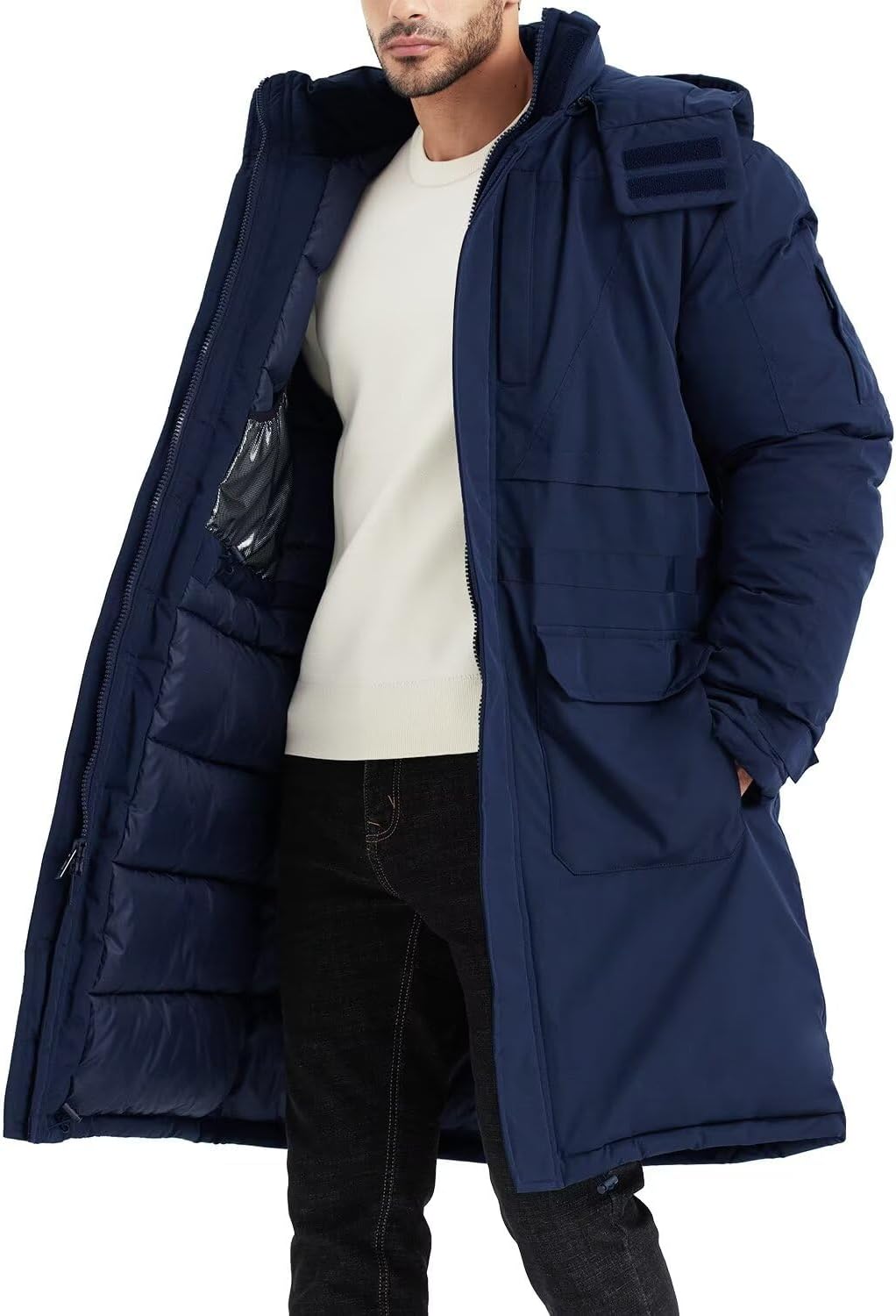 Men's Extra Long Parka Winter Coats Hooded Puffer Jacket Heavy Warm Water-resistant Outerwear Cold Weather