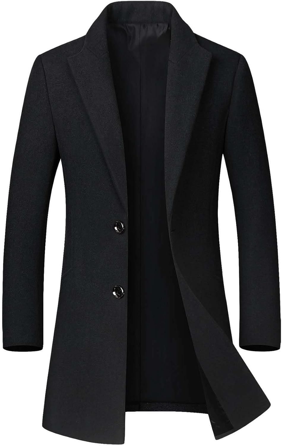 Men's Winter Coat Trench Overcoat Wool Blend Casual Single Breasted Mid-Long Pea Top Jacket