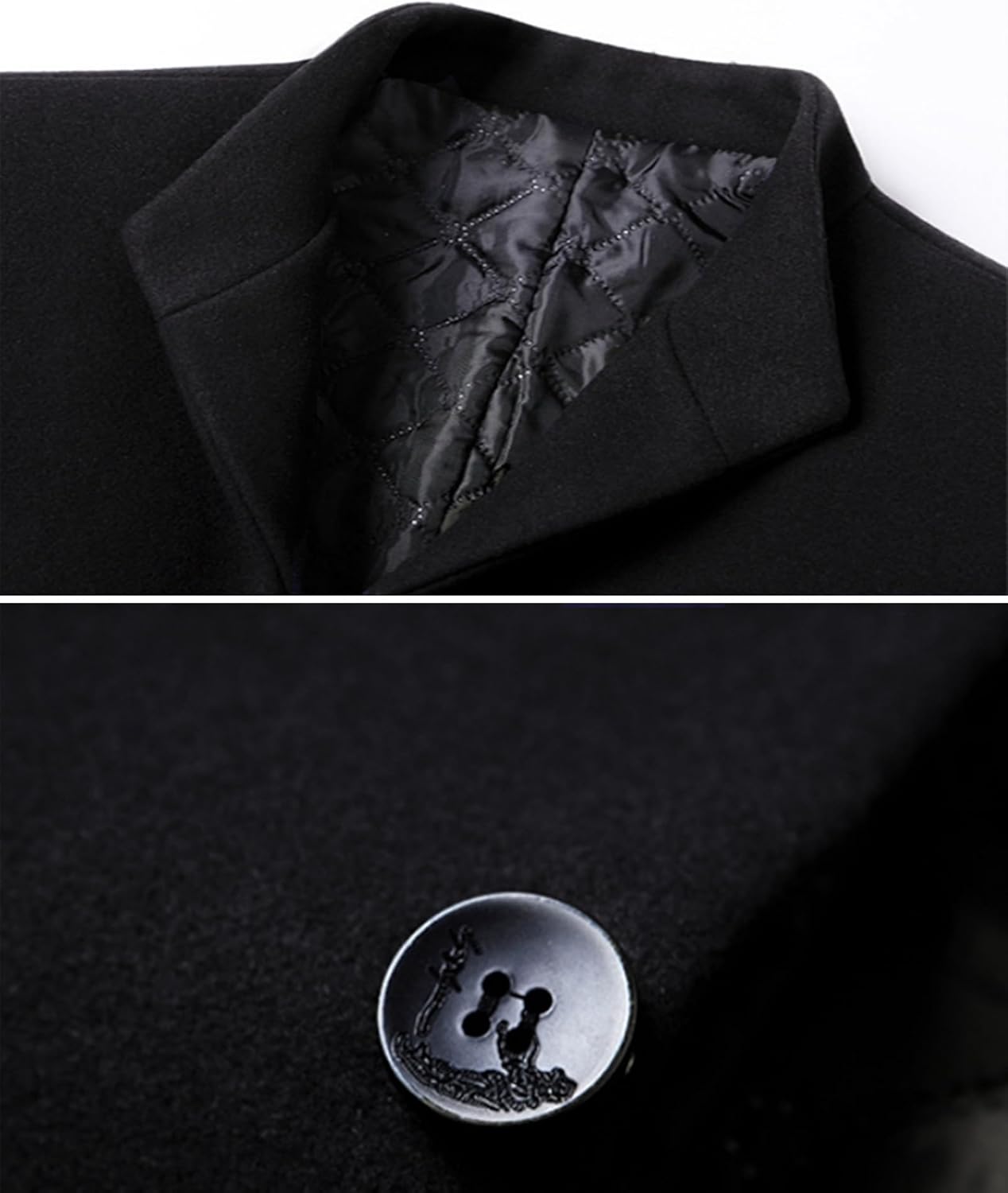 Men's Trench Coat Wool Blend Slim Fit Top Coat Single Breasted Business Overcoat