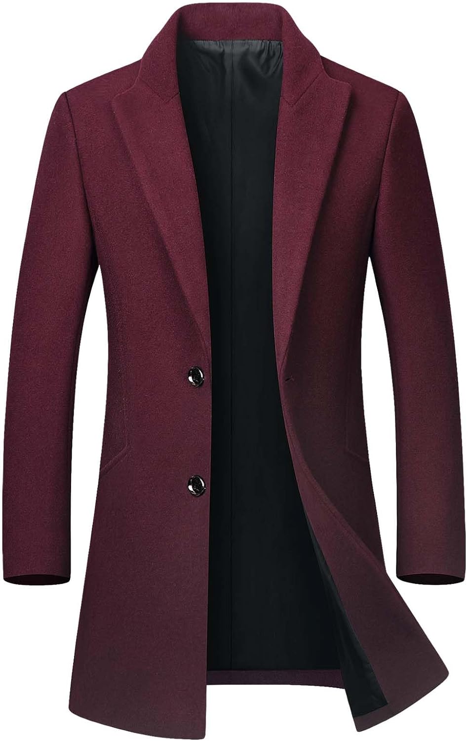 Men's Winter Coat Trench Overcoat Wool Blend Casual Single Breasted Mid-Long Pea Top Jacket