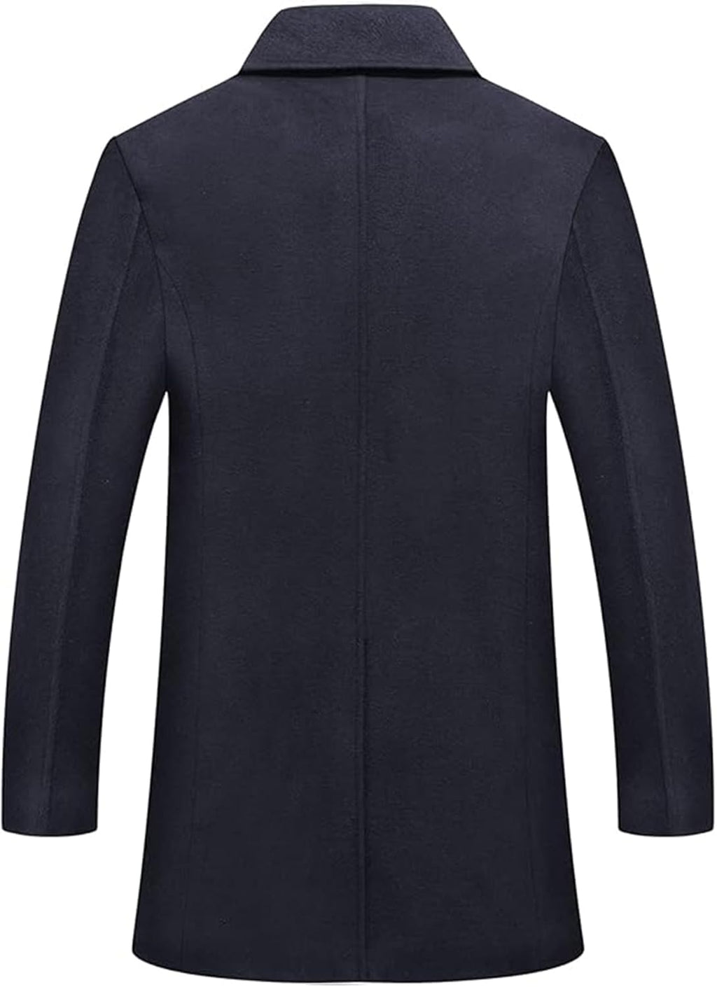 Men's Woolen Trench Coat Regular Fit Double Breasted Wool Blend Jacket Winter Pea Coat Businesss Overcoat