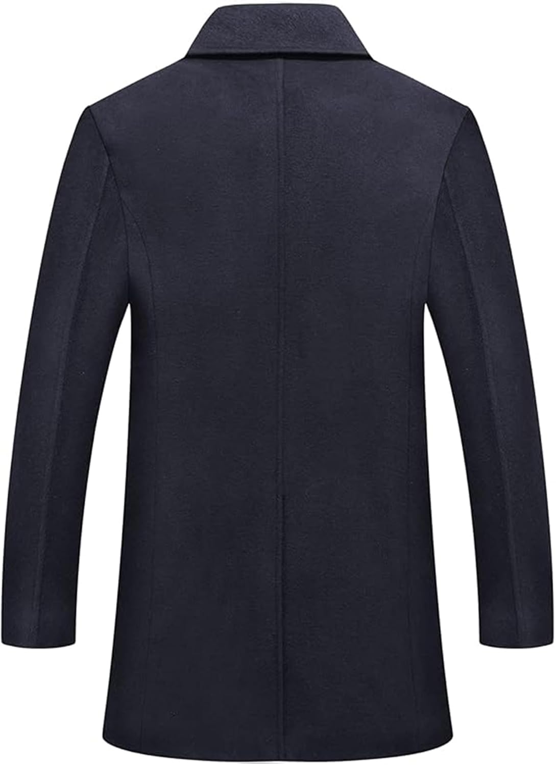 Men's Woolen Trench Coat Regular Fit Double Breasted Wool Blend Jacket Winter Pea Coat Businesss Overcoat