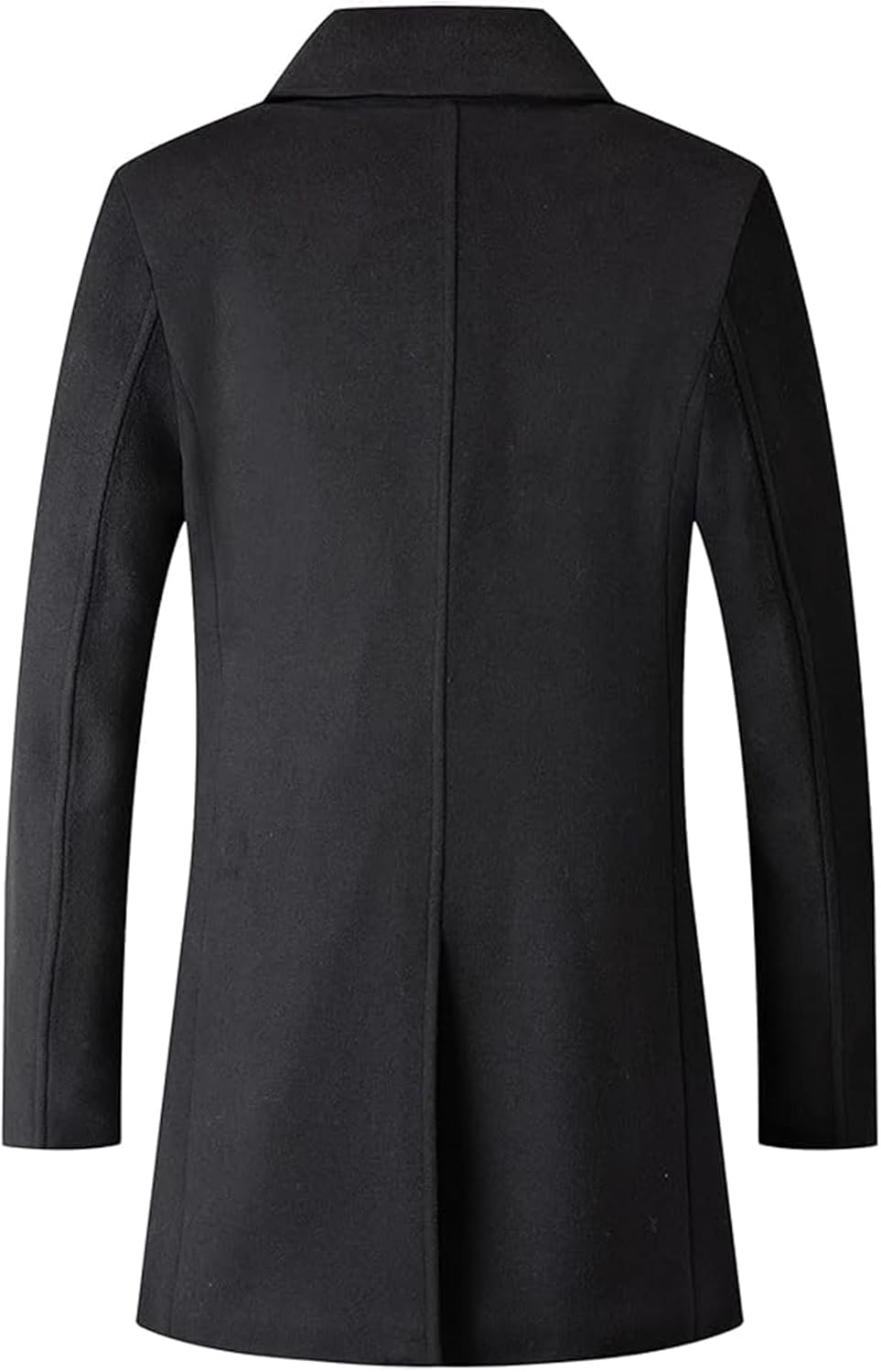 Men's Woolen Trench Coat Regular Fit Double Breasted Wool Blend Jacket Winter Pea Coat Businesss Overcoat