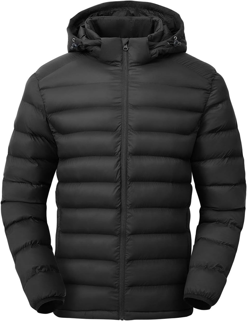 Men's Lightweight Puffer Jackets Detachable Hood Water-Resistant Casual Winter Coat Hooded Insulated for Travel Ski