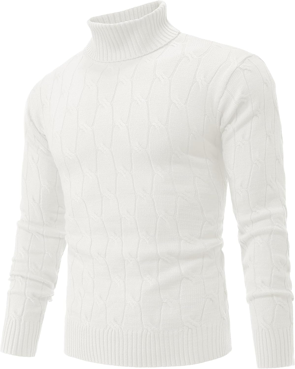 Men's Casual Turtleneck Sweaters Slim Fit Twisted Knitted Long Sleeve Thermal Pullover Sweater