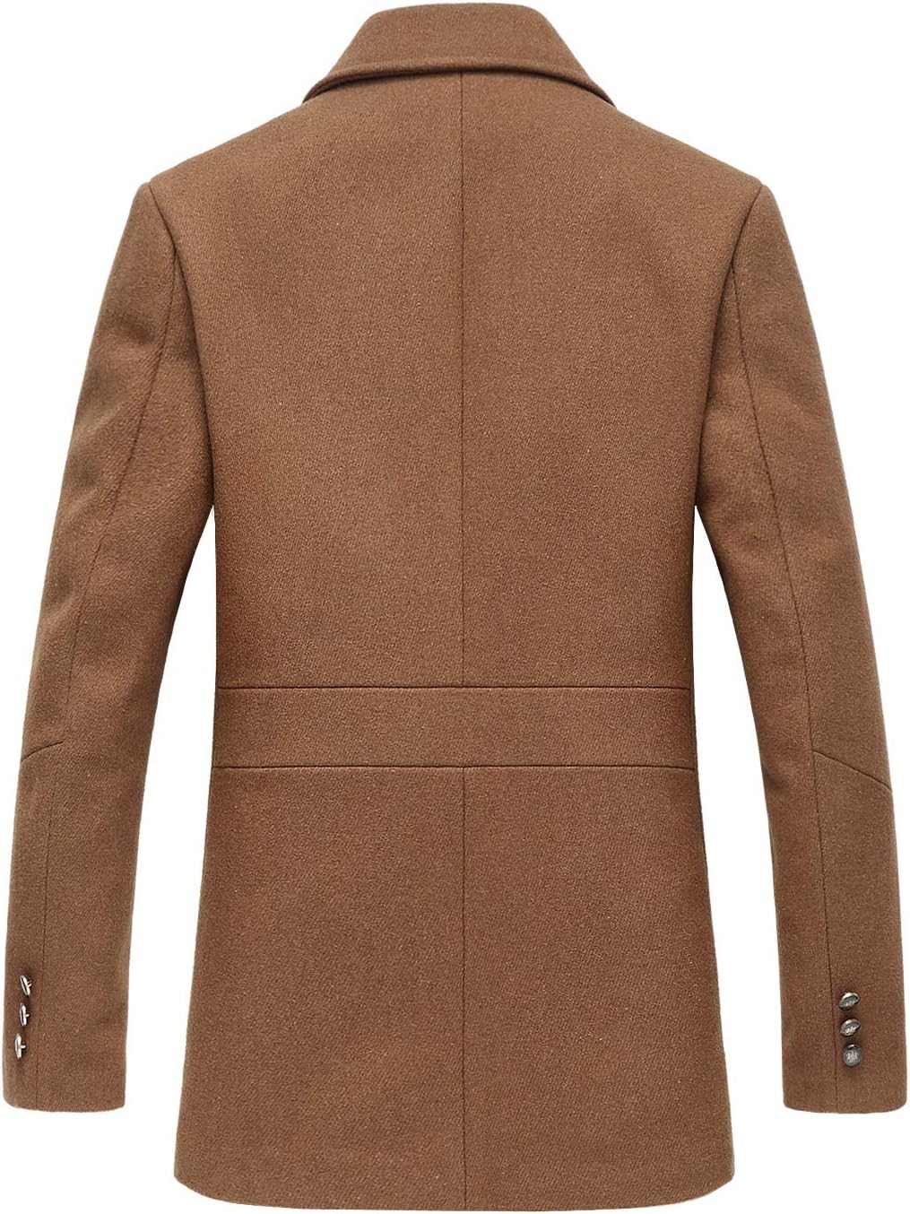 Men's Classic Notched Collar Double Breasted Wool Blend Pea Coat