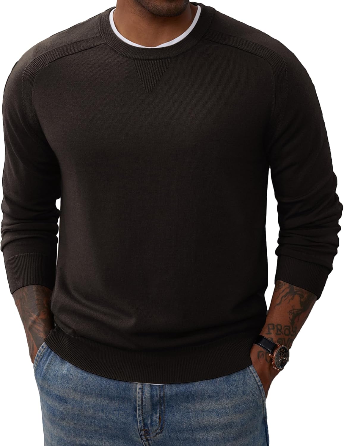 Men's Crewneck Sweaters Casual Crew Neck Sweatshirt Wool Blend Knit Pullovers
