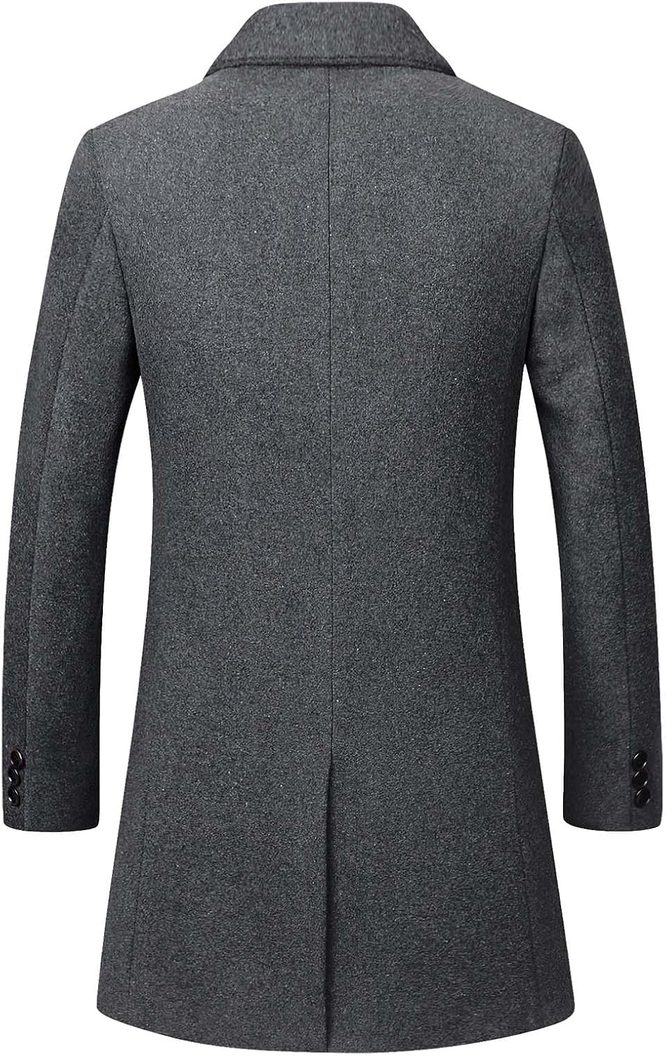 Men's Winter Coat Trench Overcoat Wool Blend Casual Single Breasted Mid-Long Pea Top Jacket