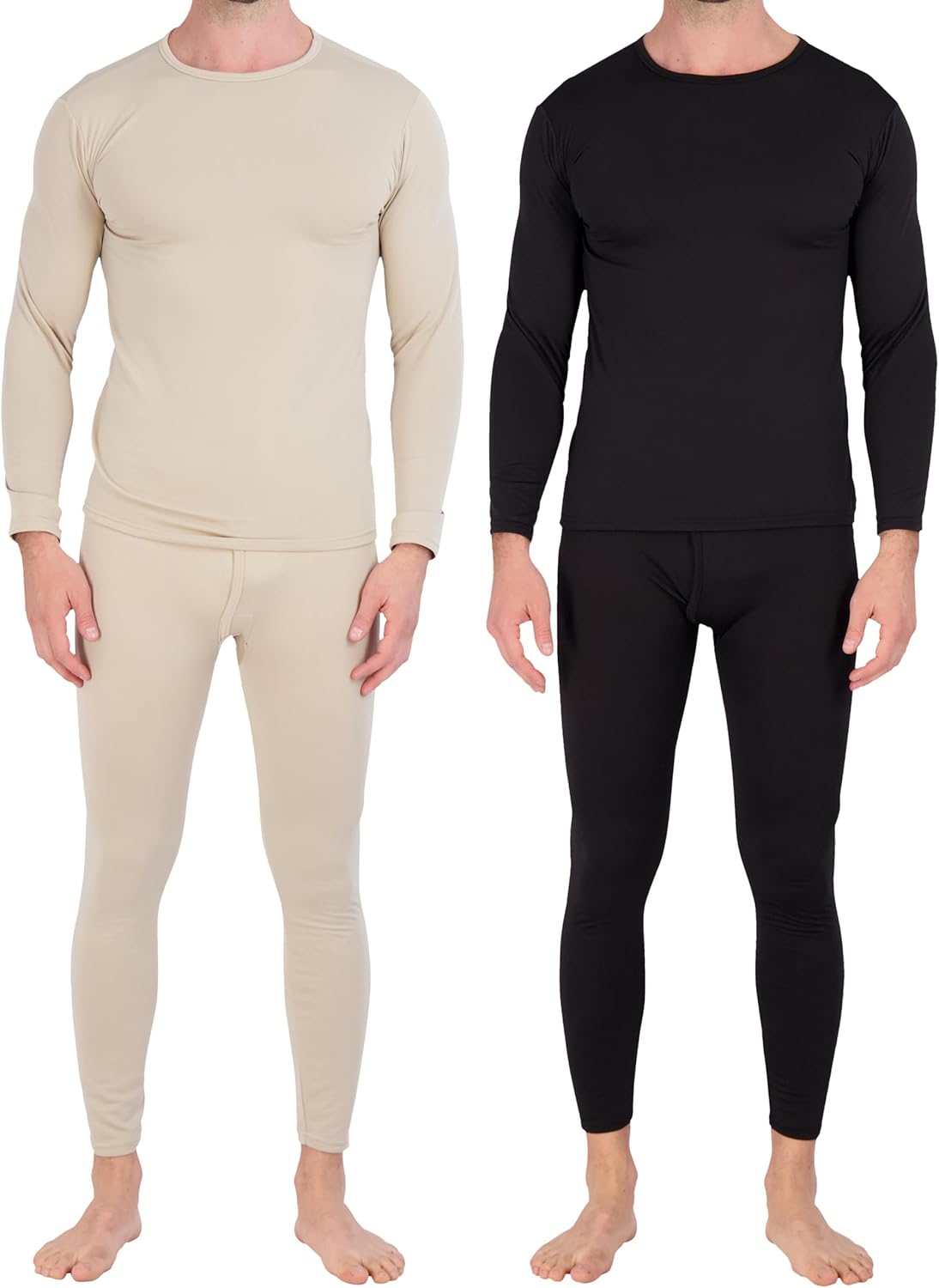 4 Piece: Men's Thermal Underwear Sets - Long Sleeve Top & Bottom Fleece Long Johns (Available in Big & Tall)