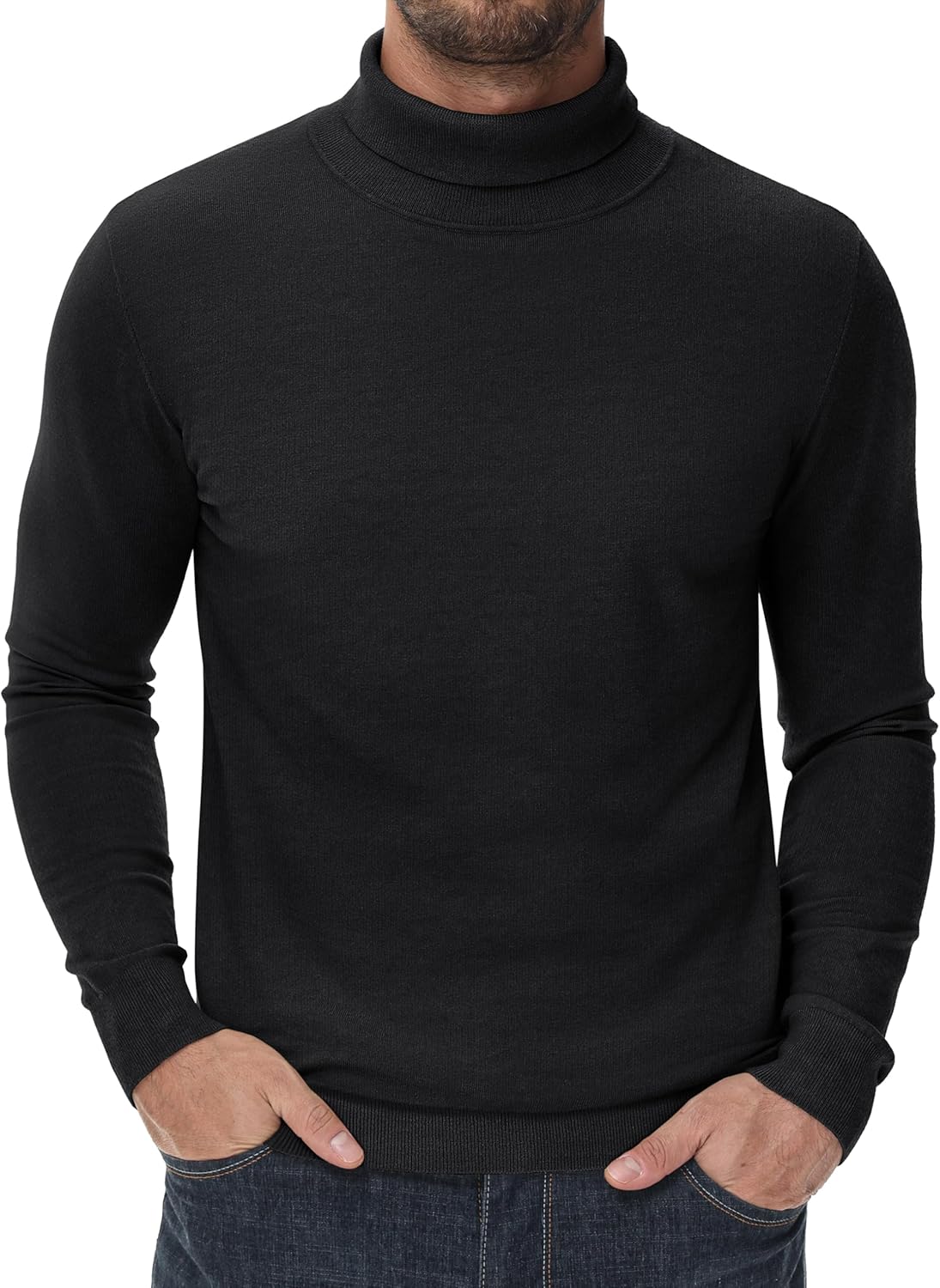 Men's Turtleneck Sweaters Long Sleeve Pullover Sweater Lightweight Casual Knitted Sweater for Fall Winter Warm