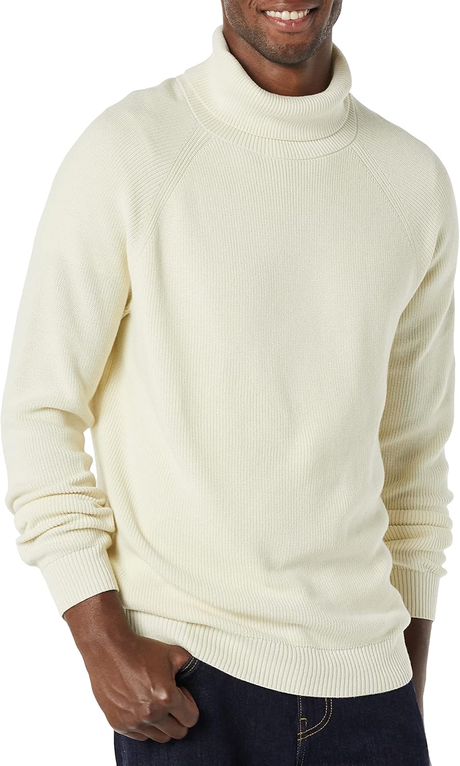 Men's 100% Cotton Rib Knit Turtleneck Sweater