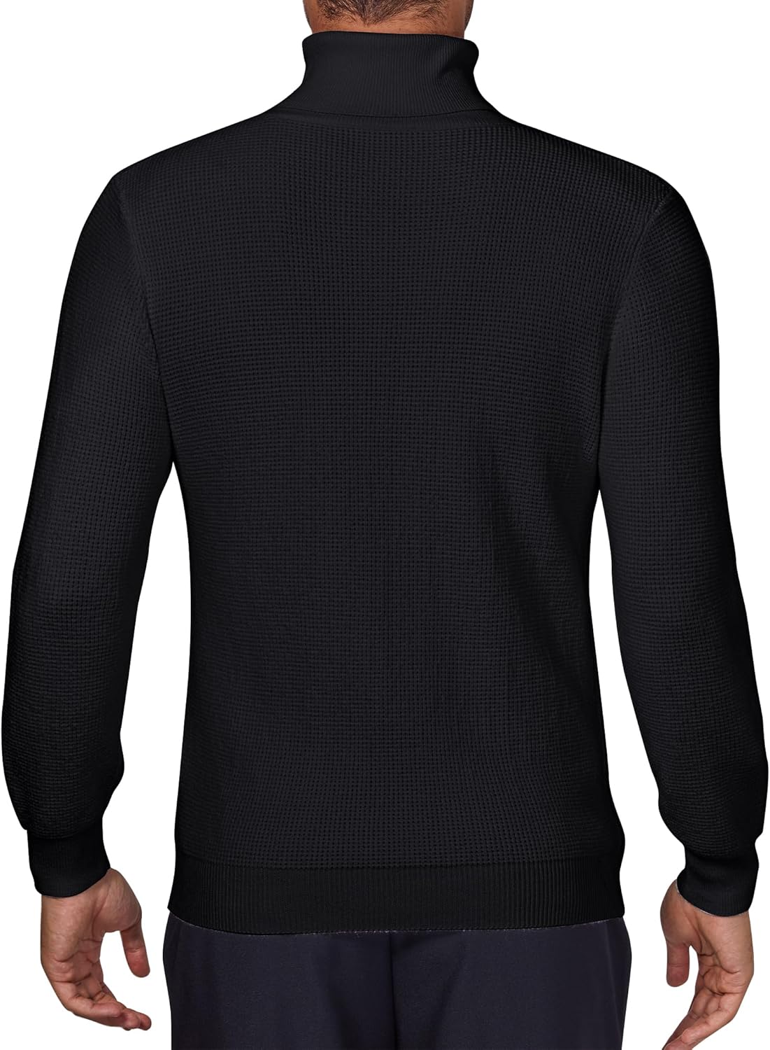 Men's Turtleneck Pullover Sweaters for Men Waffle Knit Long Sleeve Thermal Turtle Neck Warm Sweaters for Men