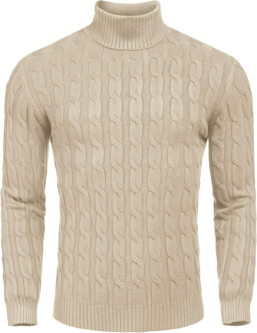 Men's Slim Fit Turtleneck Sweater Casual Twisted Knitted Pullover Sweaters