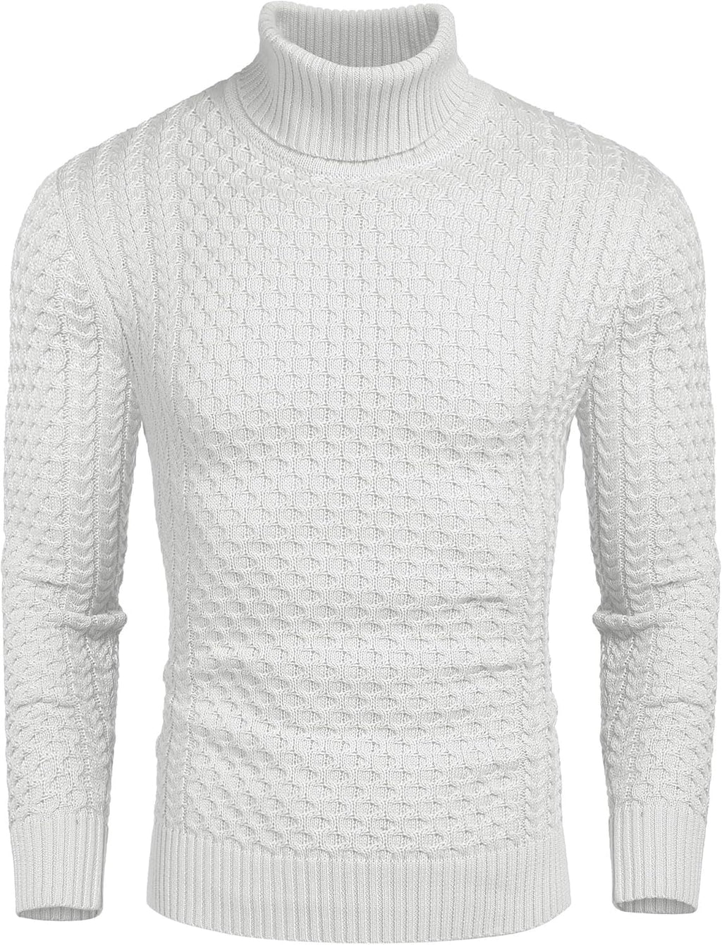 Men's Slim Fit Turtleneck Sweater Casual Knitted Twisted Pullover Solid Sweaters
