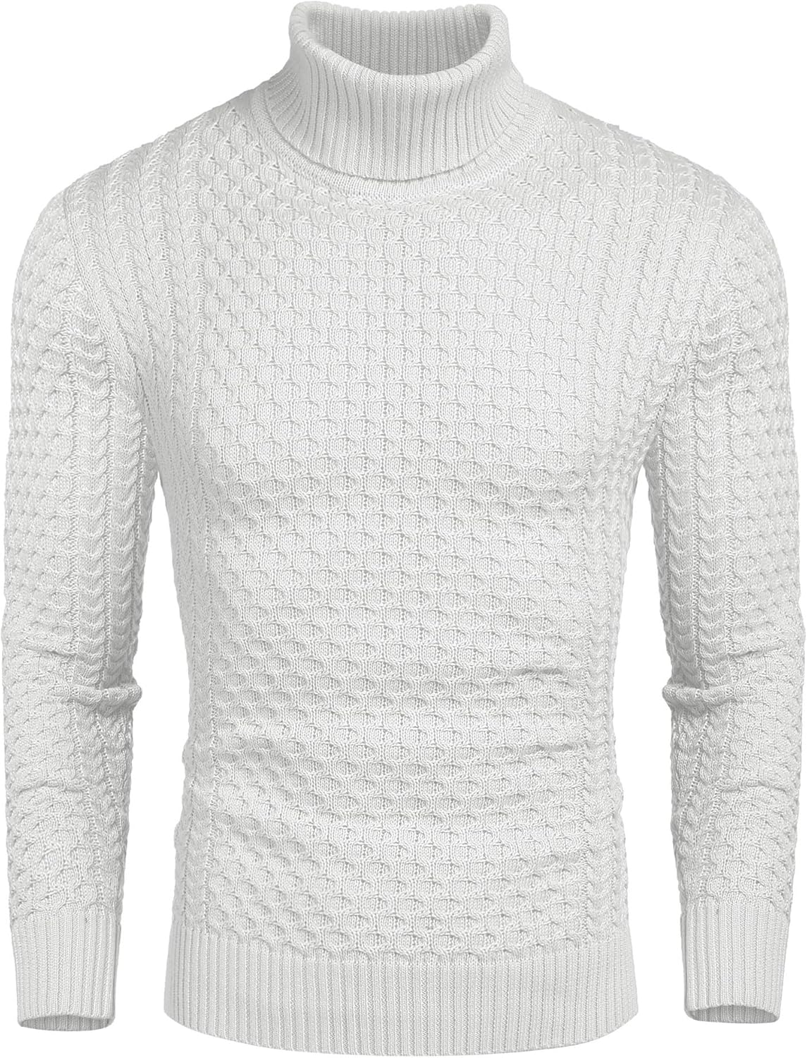 Men's Slim Fit Turtleneck Sweater Casual Knitted Twisted Pullover Solid Sweaters