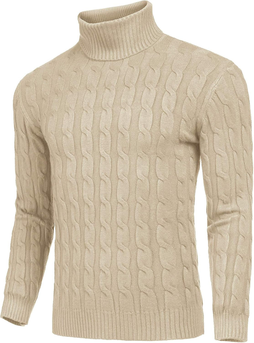 Men's Slim Fit Turtleneck Sweater Casual Twisted Knitted Pullover Sweaters