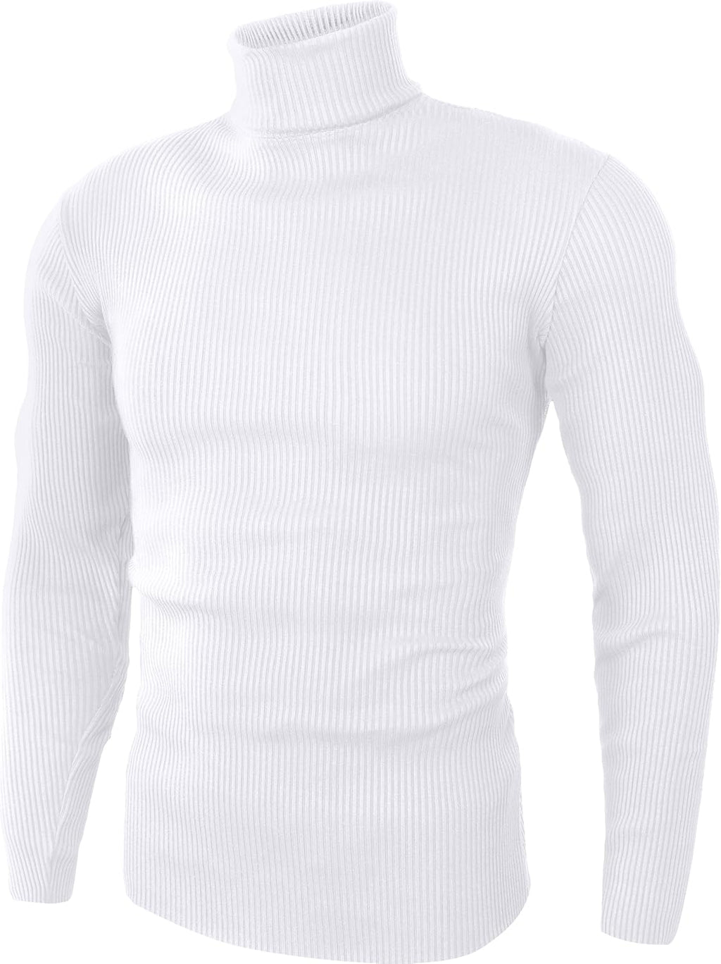 Men's Ribbed Turtleneck Slim Fit Pullover Casual Long Sleeves Basic Top