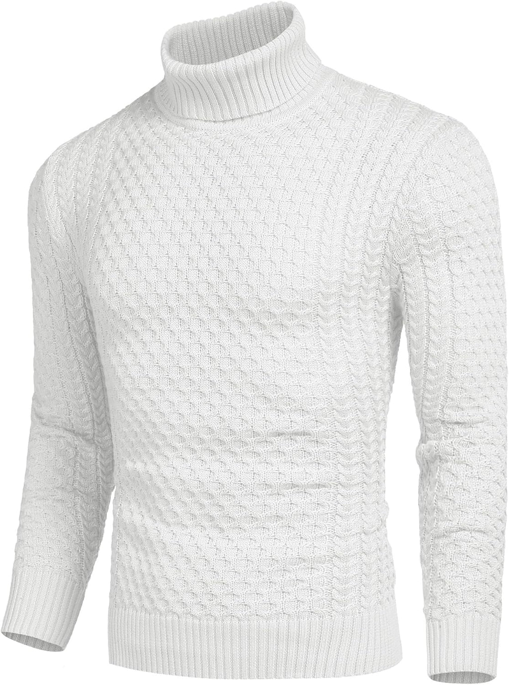 Men's Slim Fit Turtleneck Sweater Casual Knitted Twisted Pullover Solid Sweaters