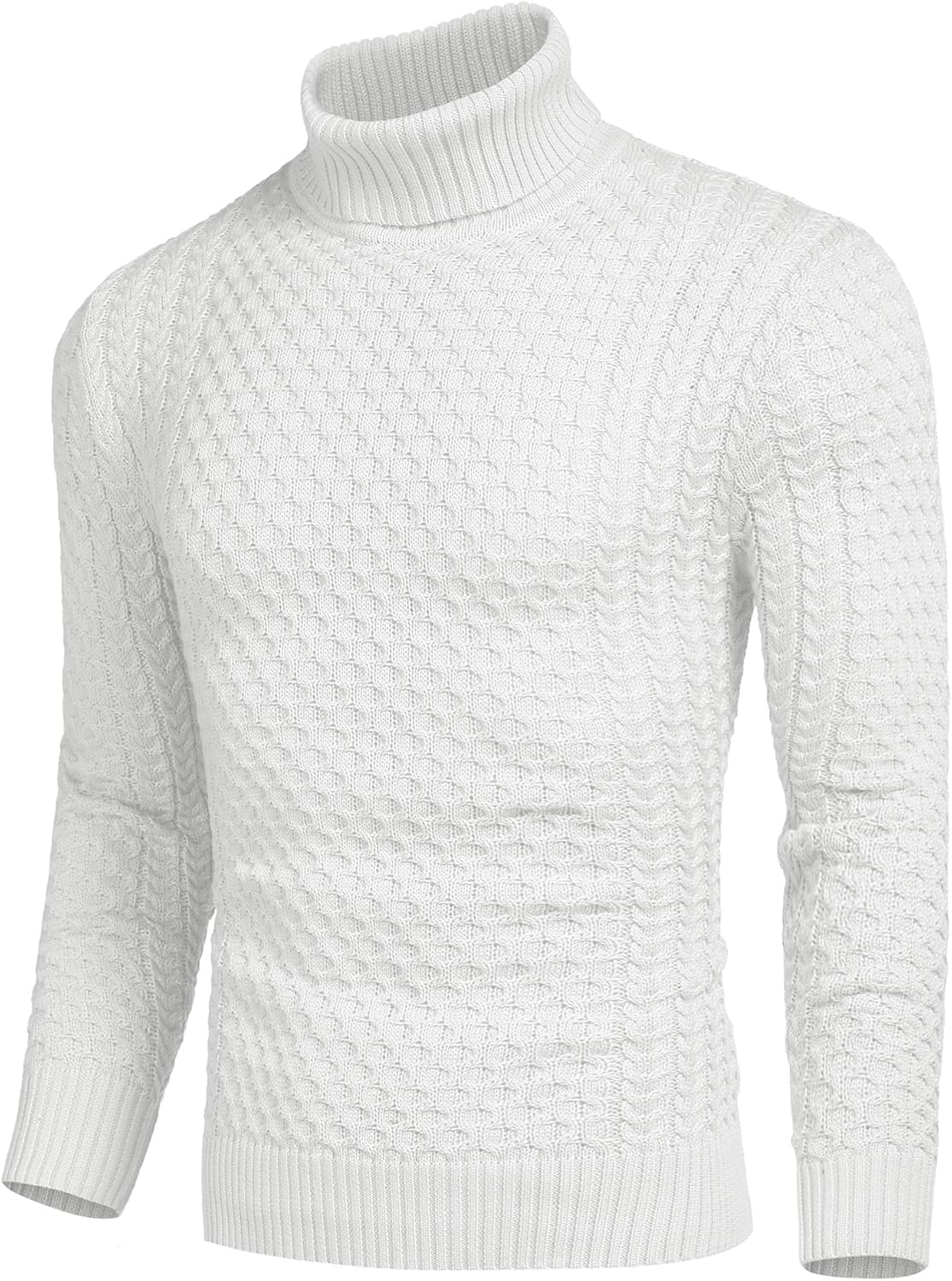 Men's Slim Fit Turtleneck Sweater Casual Knitted Twisted Pullover Solid Sweaters