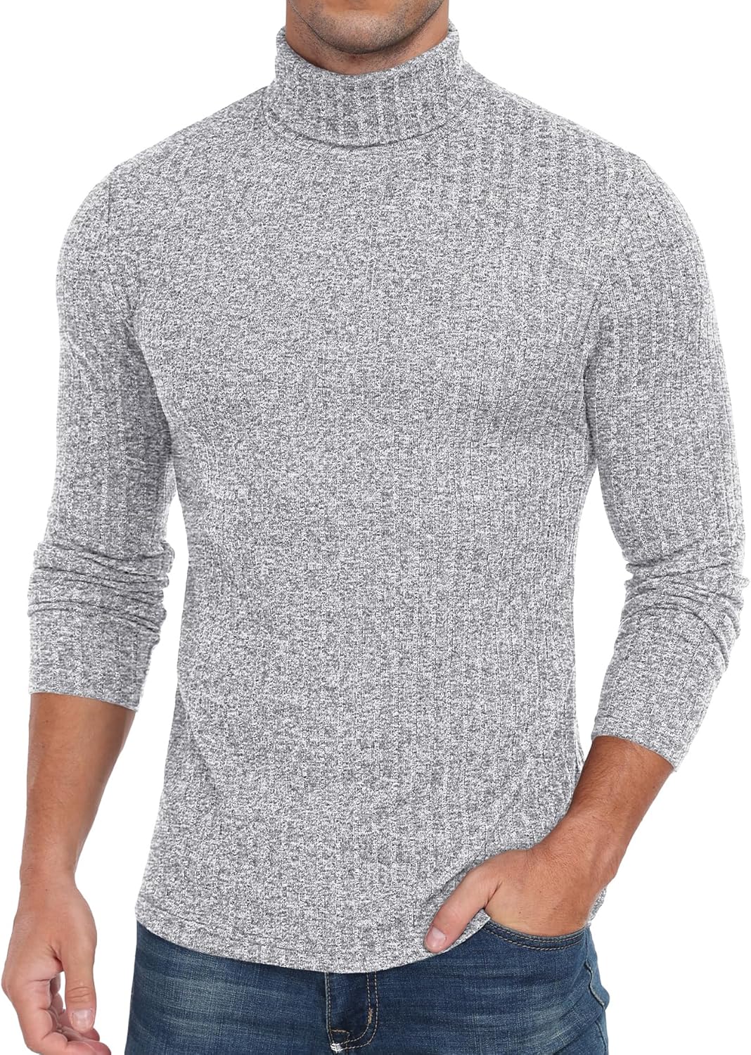 Men Turtleneck Shirts Lightweight Long Sleeve Turtle Necks Ribbed Thermal Tops S-XXL